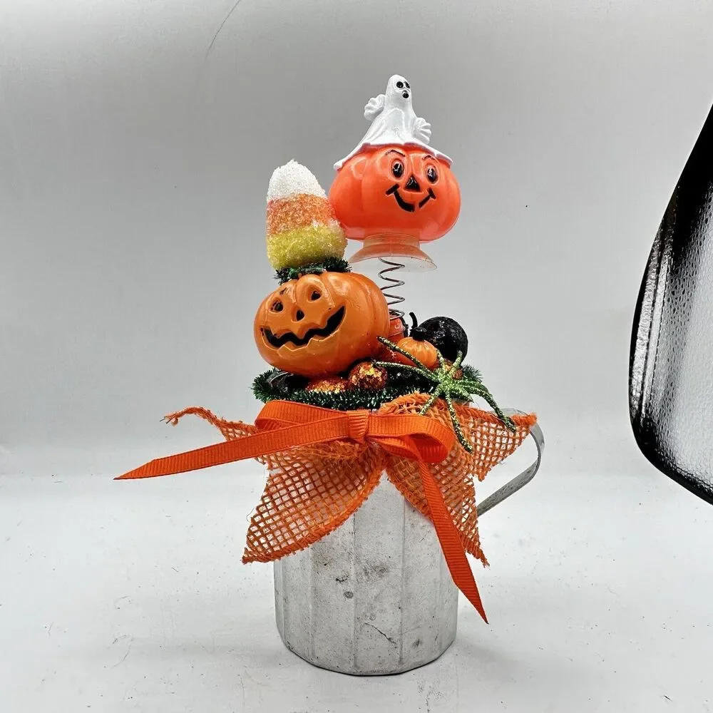 Halloween Retro Spooky Ghost Assemblage Display Vintage One Of A Kind 7” Decor - Picture 2 of 10